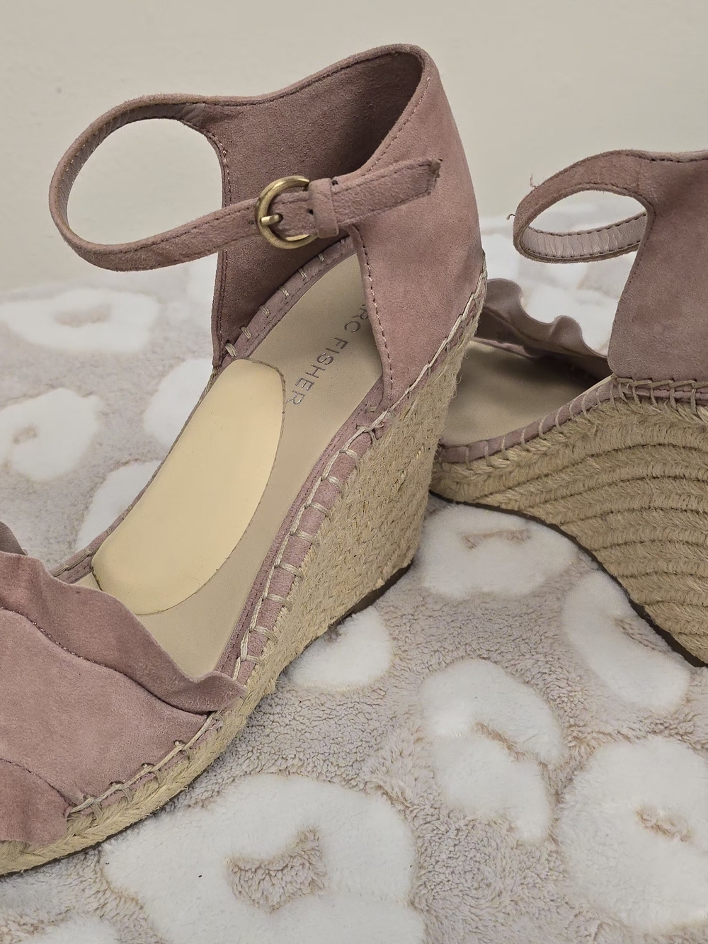 Marc Fisher Mauve Suede Ruffle Espadrille Wedges - Picture 3 of 10